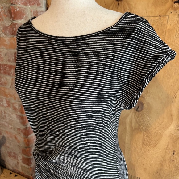 NWT Max Studio Twist Front Cap Sleeve Black & White Striped Dress Sz S - Picture 2 of 6